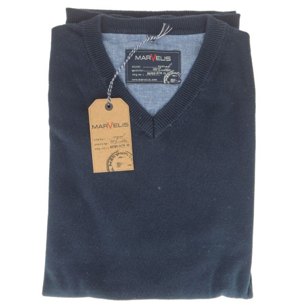 Marvelis Pullover in dunkelblau mit V-Ausschnitt