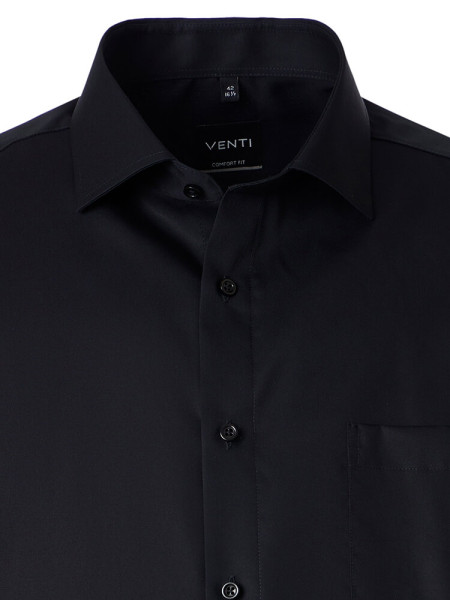 VENTI Regular Fit Hemd Schwarz Kent Twill - Ansicht 1