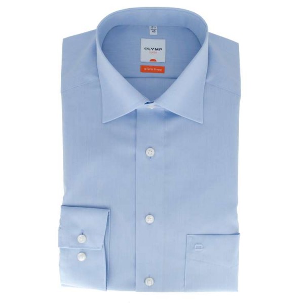 OLYMP Luxor modern fit Hemd CHAMBRAY hellblau mit New Kent Kragen in moderner Schnittform