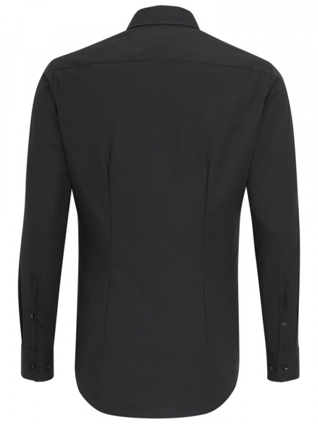 SEIDENSTICKER Extra Slim Fit Hemd Schwarz Business Kent Popeline