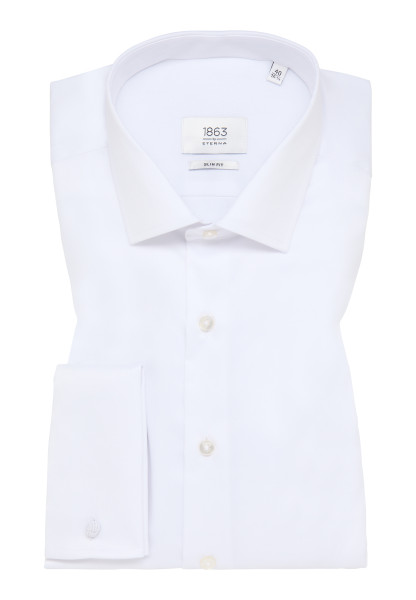 Eterna overhemd SLIM FIT TWILL wit met Kentkraag in smalle snit