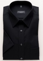 Eterna Hemd COMFORT FIT UNI POPELINE schwarz mit Basic Kent Kragen in klassischer Schnittform