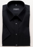 Chemise Eterna COMFORT FIT UNI POPELINE noir avec col Kent en coupe classique