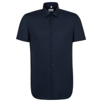 Chemise Seidensticker SLIM FIT UNI POPELINE bleu foncé avec col Business Kent en coupe étroite