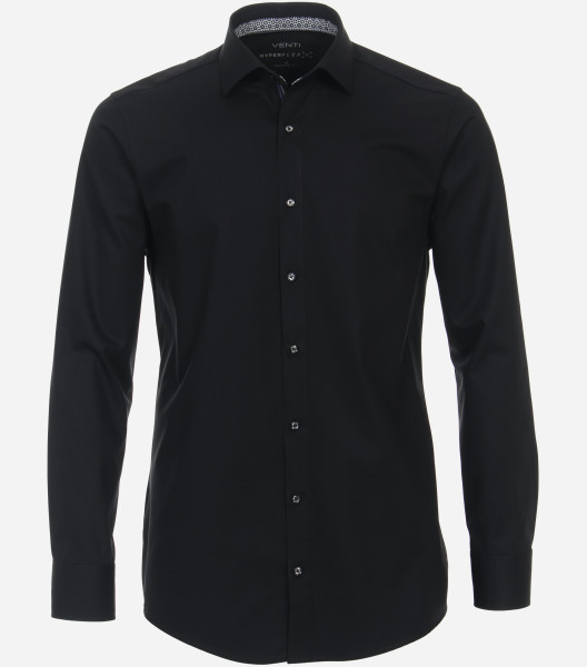 Chemise Venti MODERN FIT HYPERFLEX noir avec col Kent en coupe moderne