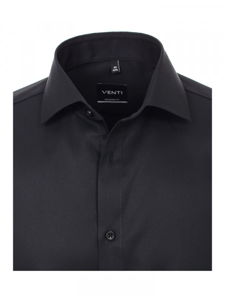 VENTI Regular Fit Hemd Schwarz Kent Twill - Ansicht 1
