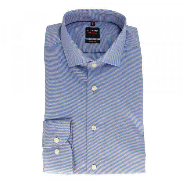 OLYMP Level Five body fit shirt TWILL light blue with Royal Kent collar in narrow cut