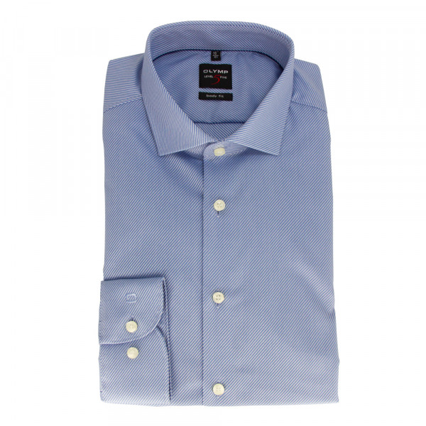 OLYMP Level Five body fit Hemd TWILL hellblau mit Royal Kent Kragen in schmaler Schnittform