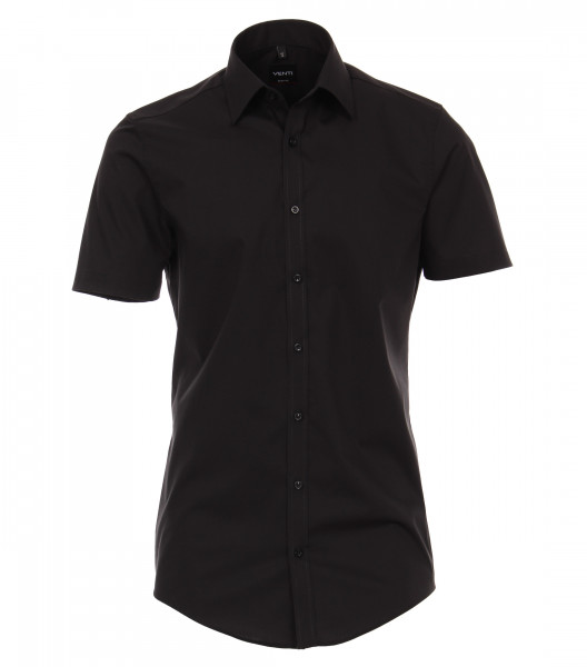 Chemise Venti BODY FIT UNI POPELINE noir avec col Kent en coupe étroite