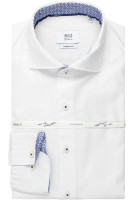 Chemise Eterna MODERN FIT TWILL blanc avec col Italien en coupe moderne