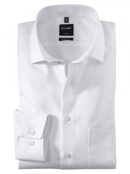 OLYMP Luxor modern fit Hemd TWILL weiss mit Global Kent Kragen in moderner Schnittform