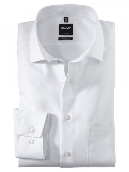 Chemise OLYMP MODERN FIT TWILL blanc avec col Global Kent en coupe moderne