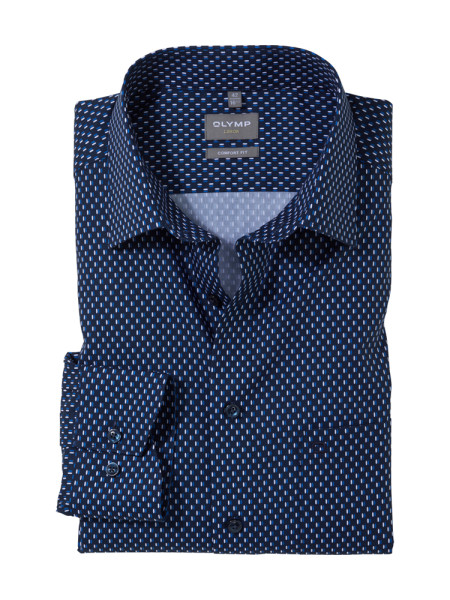 Olymp Hemd COMFORT FIT PRINT dunkelblau mit New Kent Kragen in klassischer Schnittform