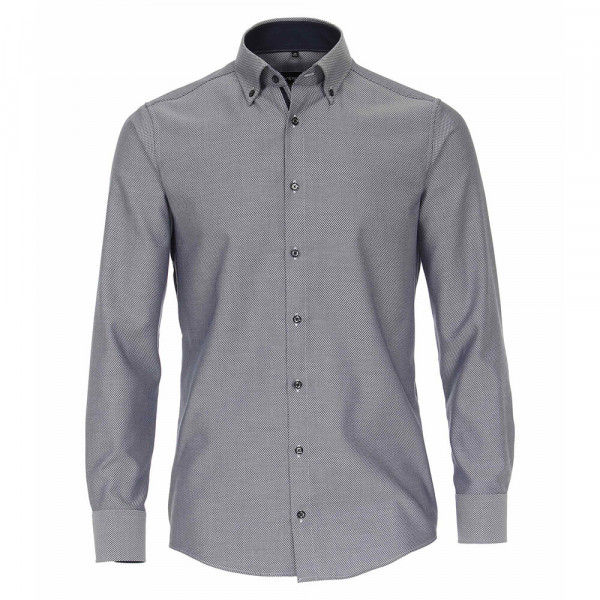 Venti Hemd MODERN FIT STRUKTUR mittelblau mit Button Down Kragen in moderner Schnittform