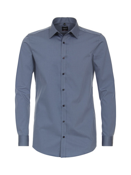 Chemise Venti BODY FIT UNI POPELINE bleu moyen avec col Kent en coupe étroite