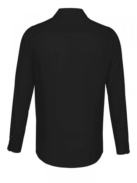 PURE Regular Fit Hemd Schwarz Kent Popeline