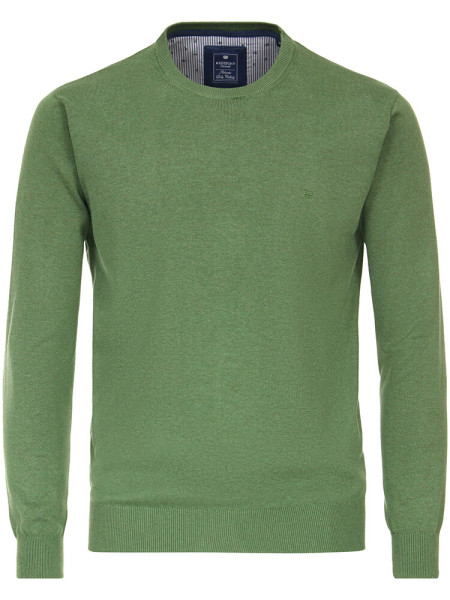 Redmond sweater REGULAR FIT MELANGE green with Round neck collar in classic cut