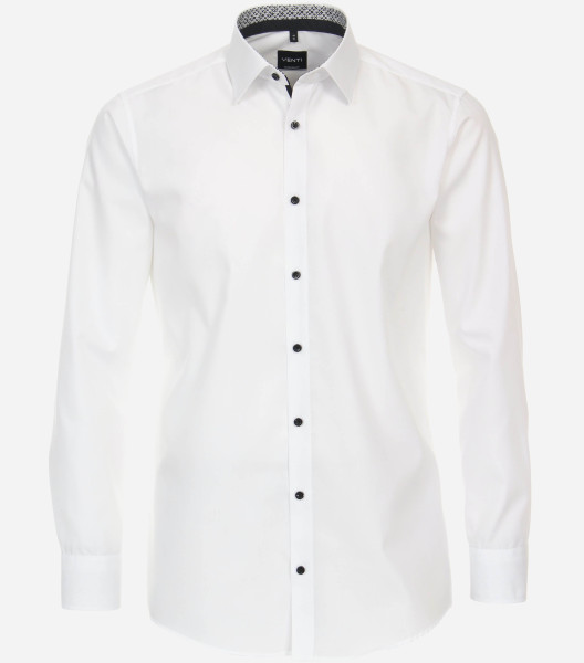 Venti overhemd MODERN FIT UNI POPELINE wit met Kent-kraag in moderne snit