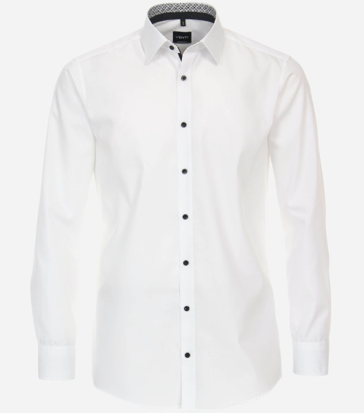 Chemise Venti MODERN FIT UNI POPELINE blanc avec col Kent en coupe moderne