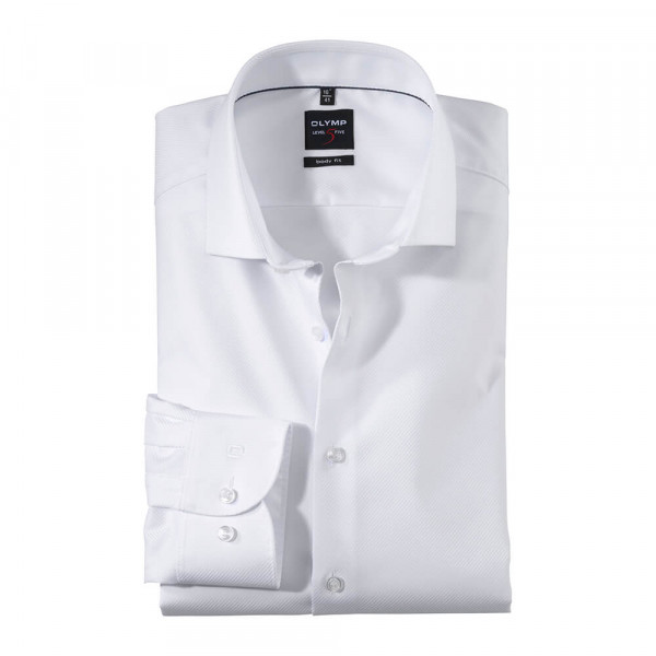 OLYMP Level Five body fit shirt TWILL white with Royal Kent collar in narrow cut