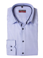 Marvelis shirt BODY FIT TWILL light blue with New York Kent collar in narrow cut