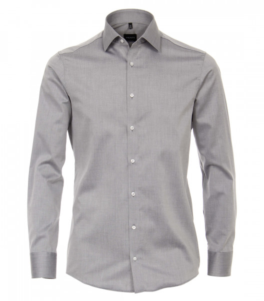 Chemise Venti MODERN FIT UNI POPELINE gris avec col Kent en coupe moderne