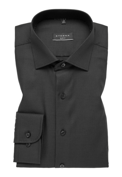 Chemise Eterna SLIM FIT STRUCTURE anthracite avec col Classic Kent en coupe étroite