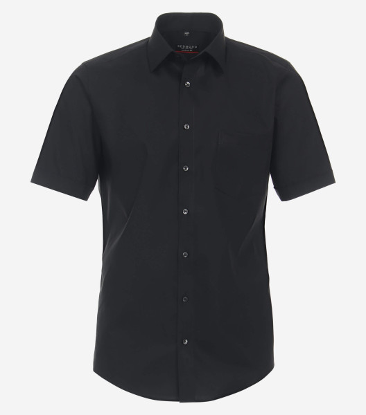 Redmond shirt MODERN FIT UNI POPELINE black with Kent collar in modern cut