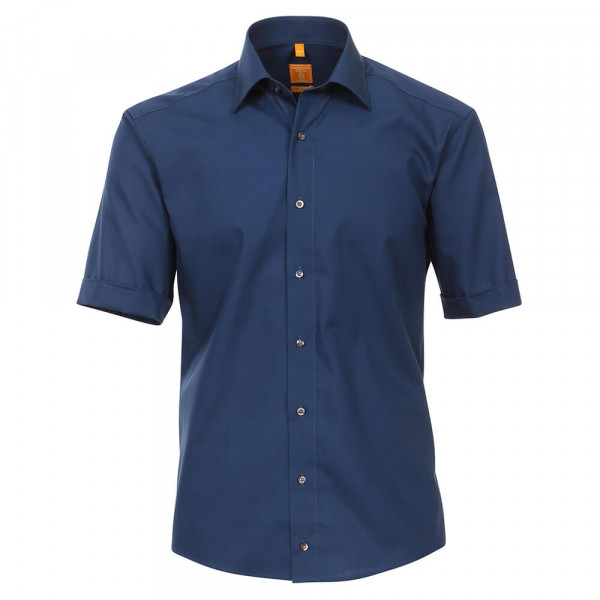 Redmond MODERN FIT Hemd UNI POPELINE dunkelblau mit Kent Kragen in moderner Schnittform
