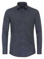 Chemise Venti MODERN FIT STRUCTURE bleu foncé avec col Kent en coupe moderne