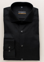 Eterna Hemd SLIM FIT UNI POPELINE schwarz mit Hai Kragen in schmaler Schnittform