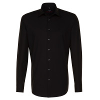 Chemise Seidensticker REGULAR UNI POPELINE noir avec col Business Kent en coupe moderne