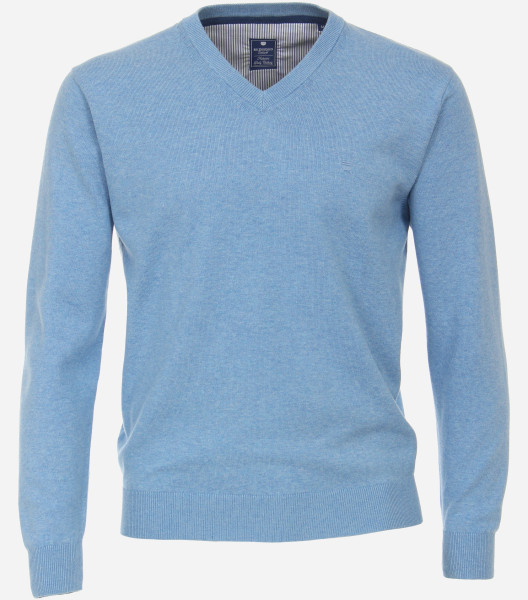 Redmond sweater REGULAR FIT KNITTED light blue with V-neck collar in classic cut