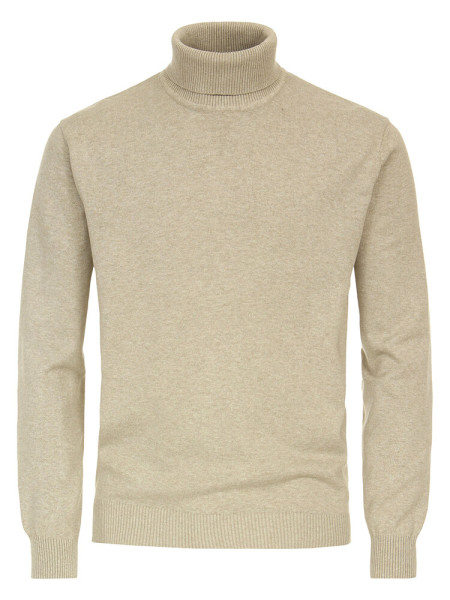 Redmond sweater REGULAR FIT MELANGE beige with Turtleneck collar in classic cut