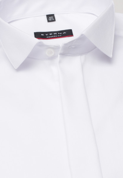 Chemise Eterna MODERN FIT TWILL blanc avec col Cassè en coupe moderne