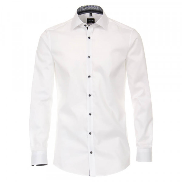 Chemise Venti BODY FIT TWILL blanc avec col Kent en coupe étroite