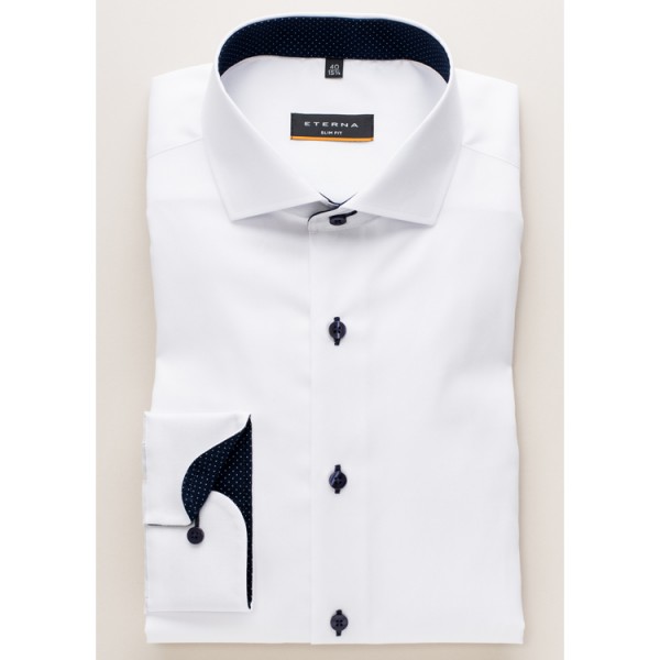 Eterna shirt SLIM FIT FINE OXFORD white with Shark collar in narrow cut