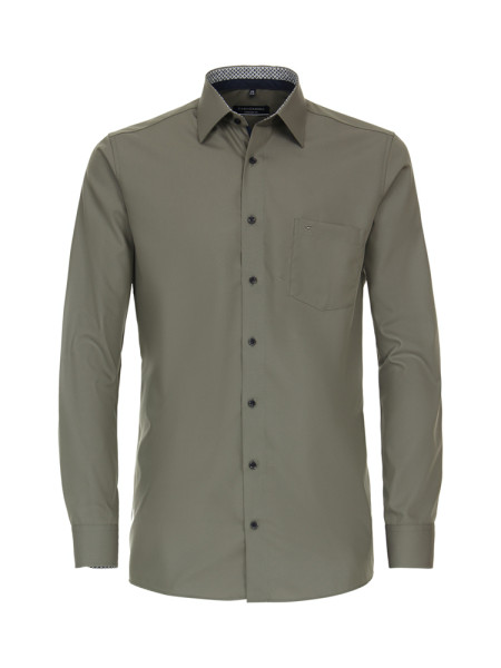CASAMODA shirt COMFORT FIT UNI POPELINE green with Kent collar in classic cut