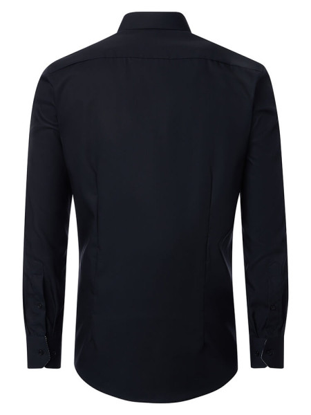 VENTI Comfort Fit Hemd Schwarz Kent Popeline