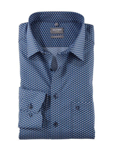 Olymp Hemd COMFORT FIT PRINT hellblau mit Global Kent Kragen in klassischer Schnittform