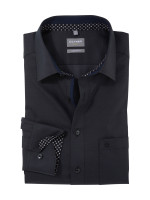 Olymp Hemd COMFORT FIT UNI POPELINE schwarz mit New Kent Kragen in klassischer Schnittform