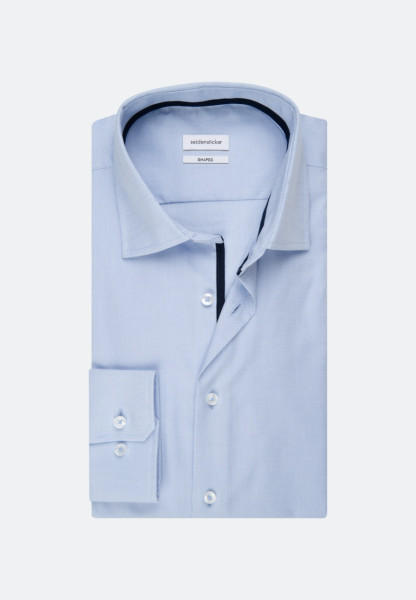Seidensticker overhemd TAILORED STRUCTUUR lichtblauw met Business Kent-kraag in smalle snit