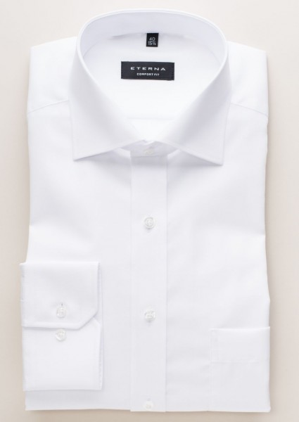 Eterna Hemd COMFORT FIT UNI POPELINE weiss mit Classic Kent Kragen in klassischer Schnittform