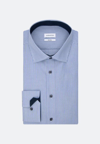 Seidensticker shirt TAILORED UNI POPELINE light blue with Business Kent collar in narrow cut