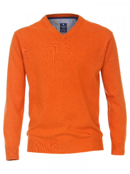 Redmond Pullover REGULAR FIT MELANGE orange mit V-Ausschnitt Kragen in klassischer Schnittform