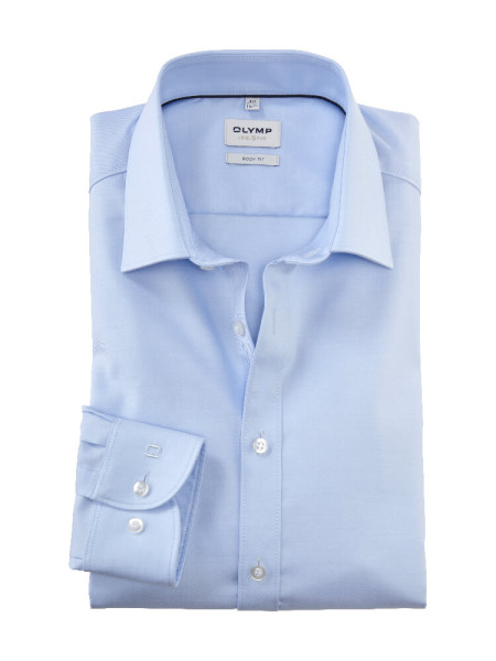 OLYMP shirt LEVEL 5 UNI STRETCH light blue with New York Kent collar in narrow cut