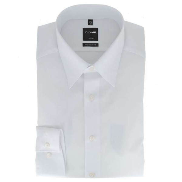 Chemise OLYMP Luxor modern fit UNI POPELINE blanc avec col Nouveau Kent en coupe moderne