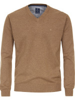 Redmond Pullover REGULAR FIT MELANGE beige mit V-Ausschnitt Kragen in klassischer Schnittform