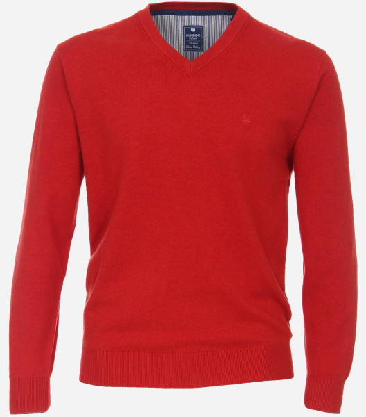 Redmond sweater REGULAR FIT KNITTED red with V-neck collar in classic cut