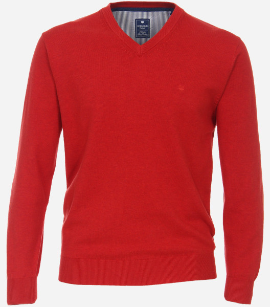 Pull Redmond REGULAR FIT TRICOTÉ rouge avec col Encolure en V en coupe classique